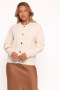 Verago Textured Stripe Cardigan - Cream