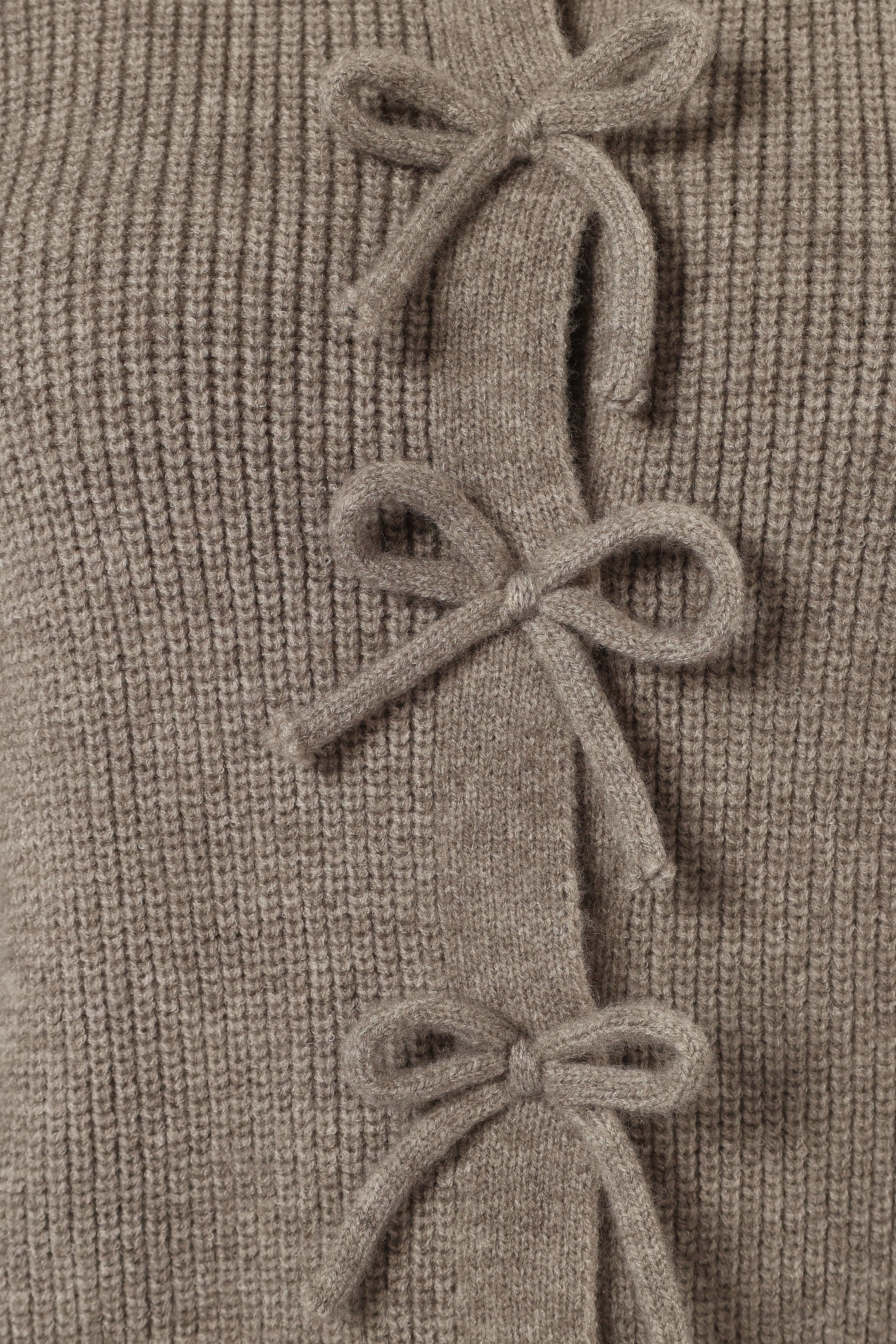 Wilde Bow Front Cardigan - Light Grey
